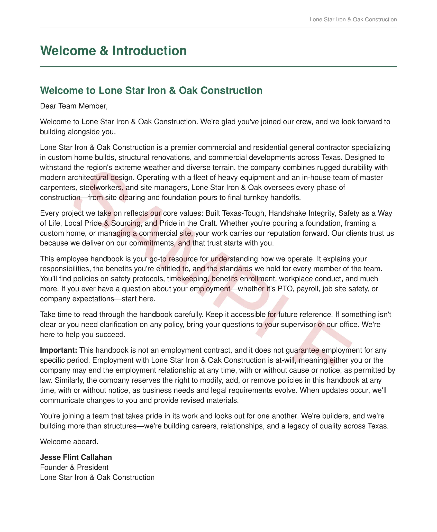 Welcome & Introduction — personalized letter from the company founder